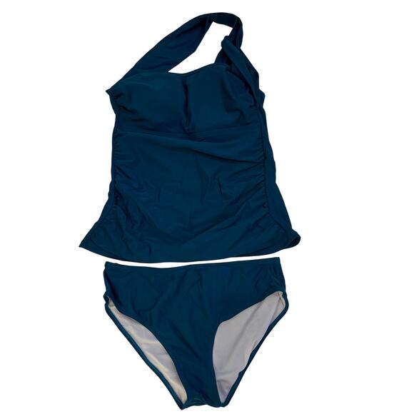 Tempt Me Two Piece Tankini  One Shoulder Swim Green Size Medium - Picture 1 of 6